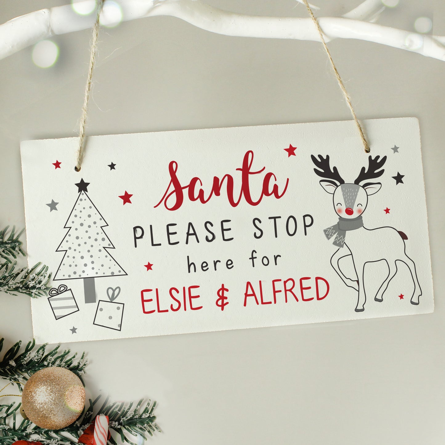 Personalised Gift - Santa Please Stop Here Sign