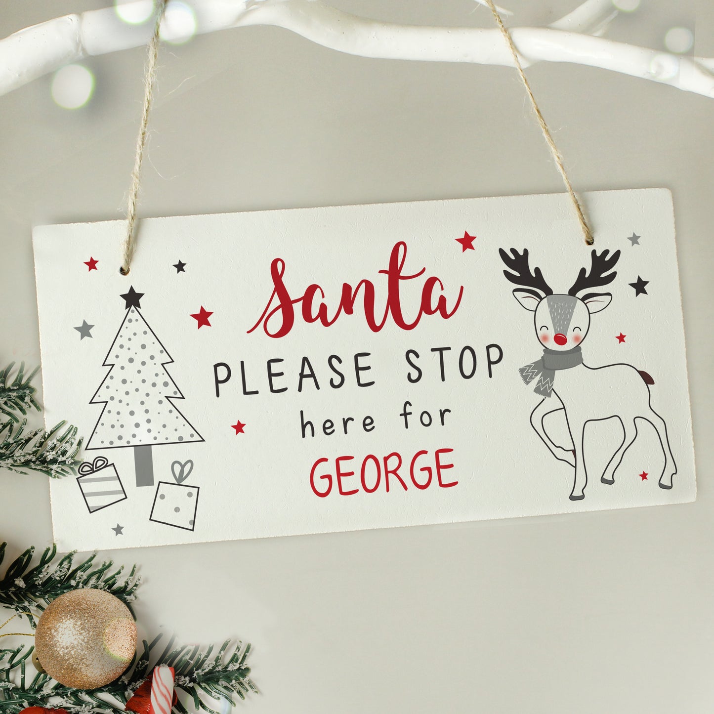 Personalised Gift - Santa Please Stop Here Sign