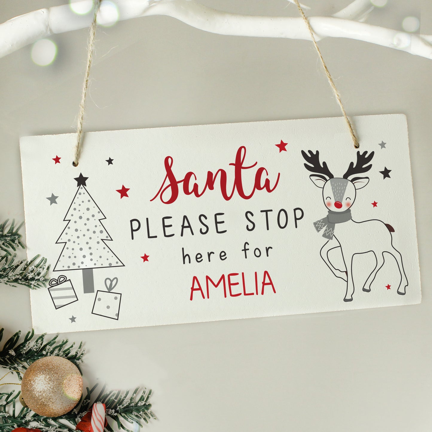 Personalised Gift - Santa Please Stop Here Sign