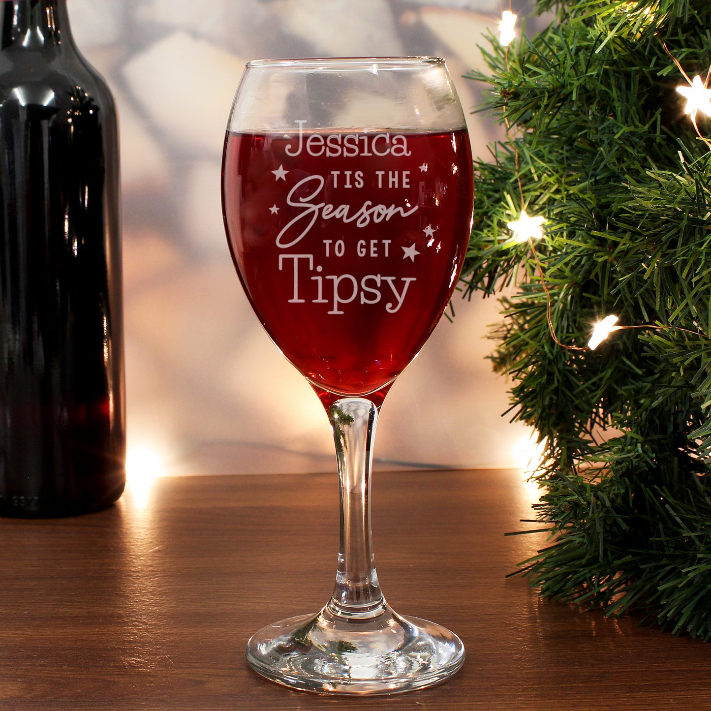 Personalised Gift - Tis The Season To Get Tipsy Wine Glass