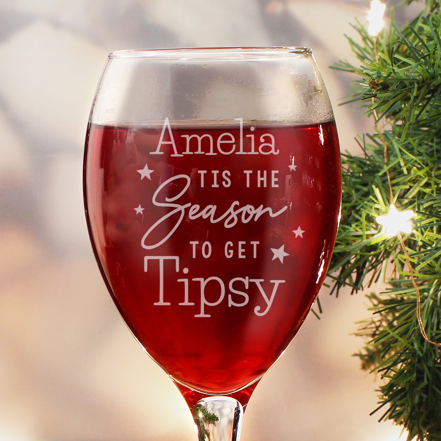 Personalised Gift - Tis The Season To Get Tipsy Wine Glass