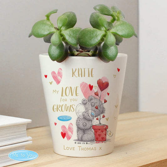 Personalised Me To You Valentine Flower Pot