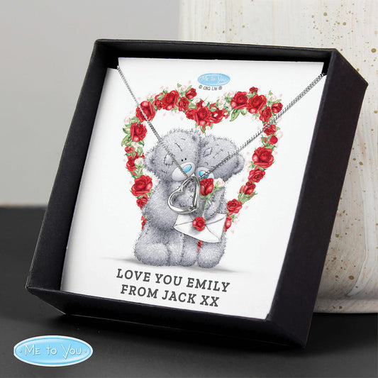 Personalised Me To You Valentine Heart Necklace