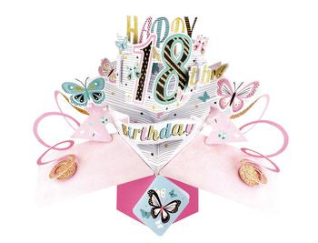 18th Birthday Card - Pop Up Butterflies