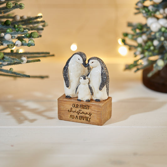 Penguin First Family Christmas Ornament 