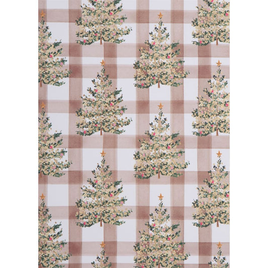 White paper with plaid pattern and christmas trees