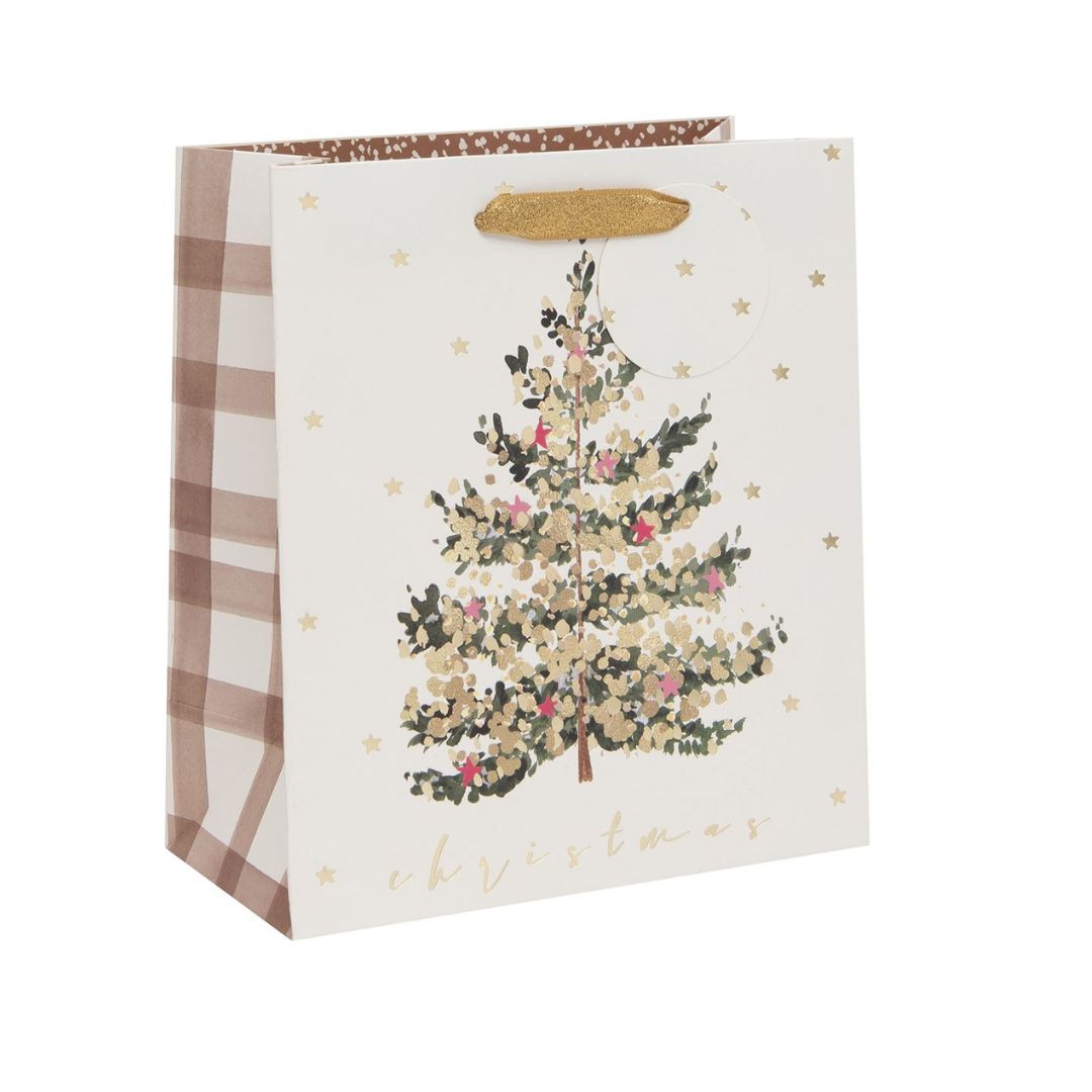 Cream bag with Christmas Tree and gold foil details