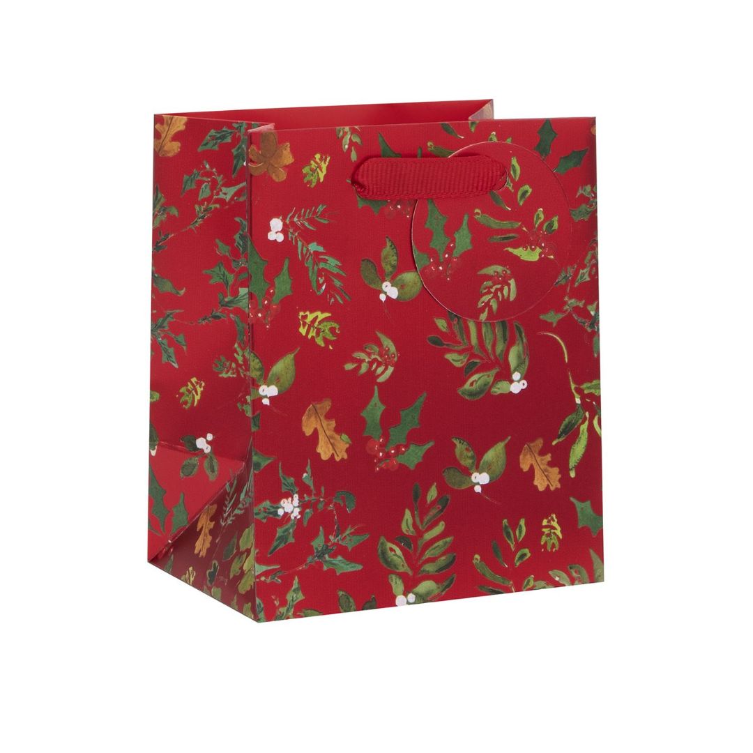 Christmas Gift Bag Mini - Merry Christmas Foliage