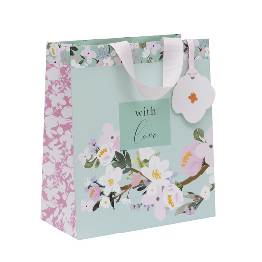 Gift Bag Medium - Aqua Floral