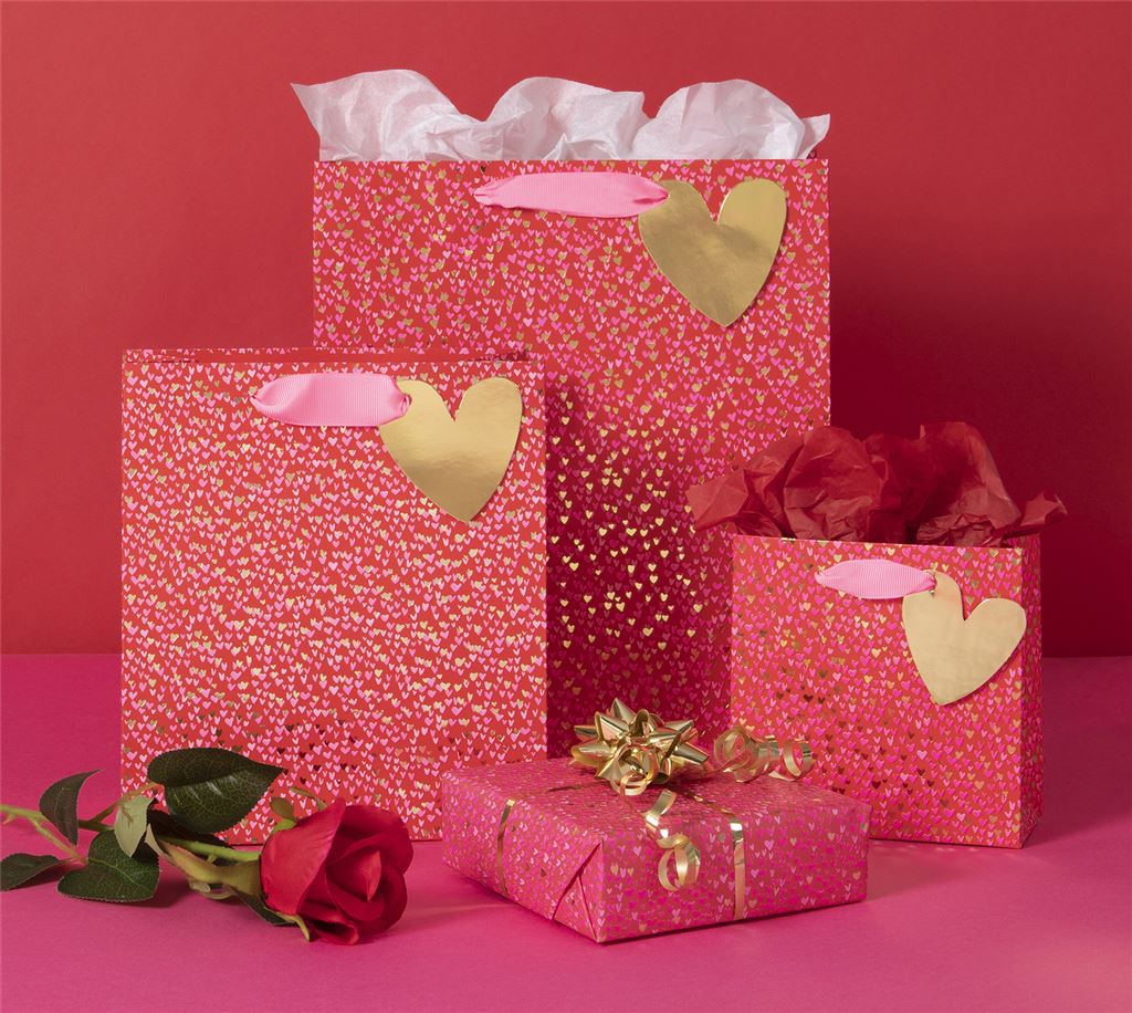 Gift Bag Small - Neon Pink Hearts