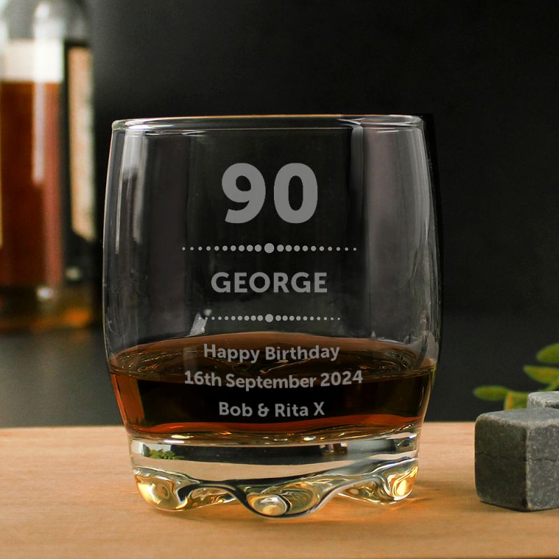 Personalised 90th Whisky Glass