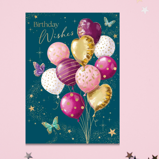 Sienna Birthday Card - Balloons & Butterflies