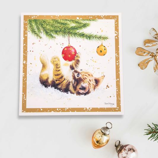 Open Christmas Card - Bree Merryn Kitten Under Tree