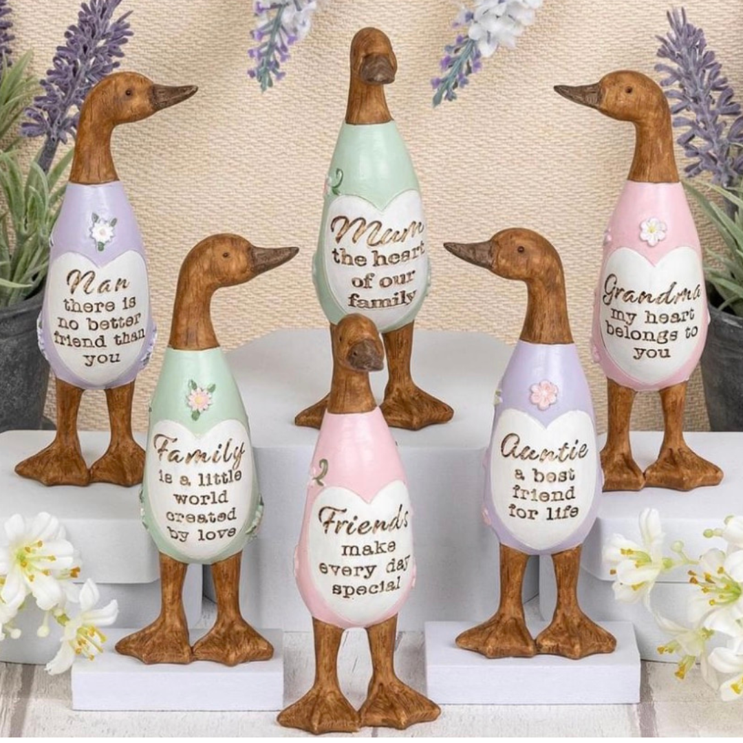 Selection of wooden duck ornaments