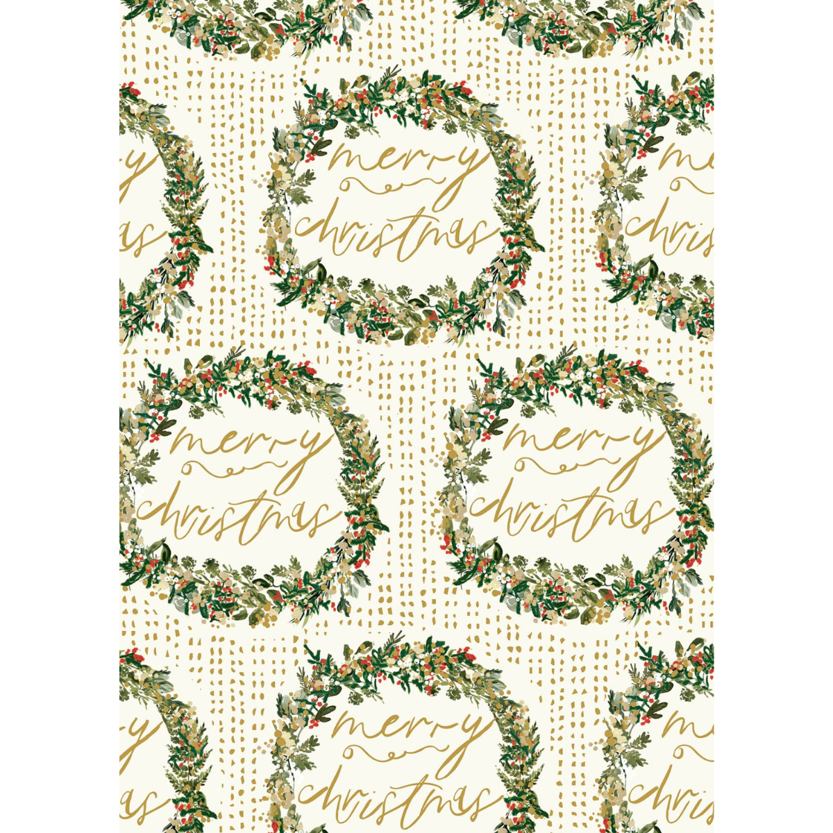 Christmas Giftwrap - Golden Garland Wreath