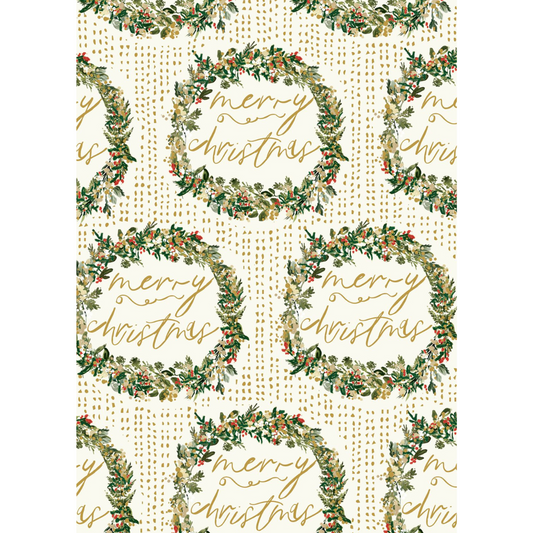 Christmas Giftwrap - Golden Garland Wreath