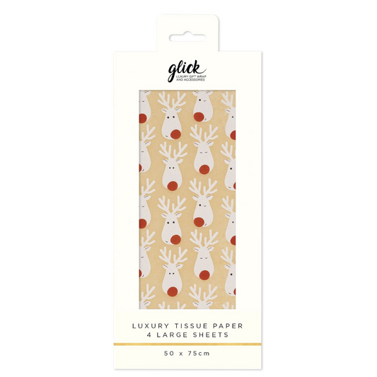 Christmas Printed Tissue Paper - Terrific Reindeer Kraft
