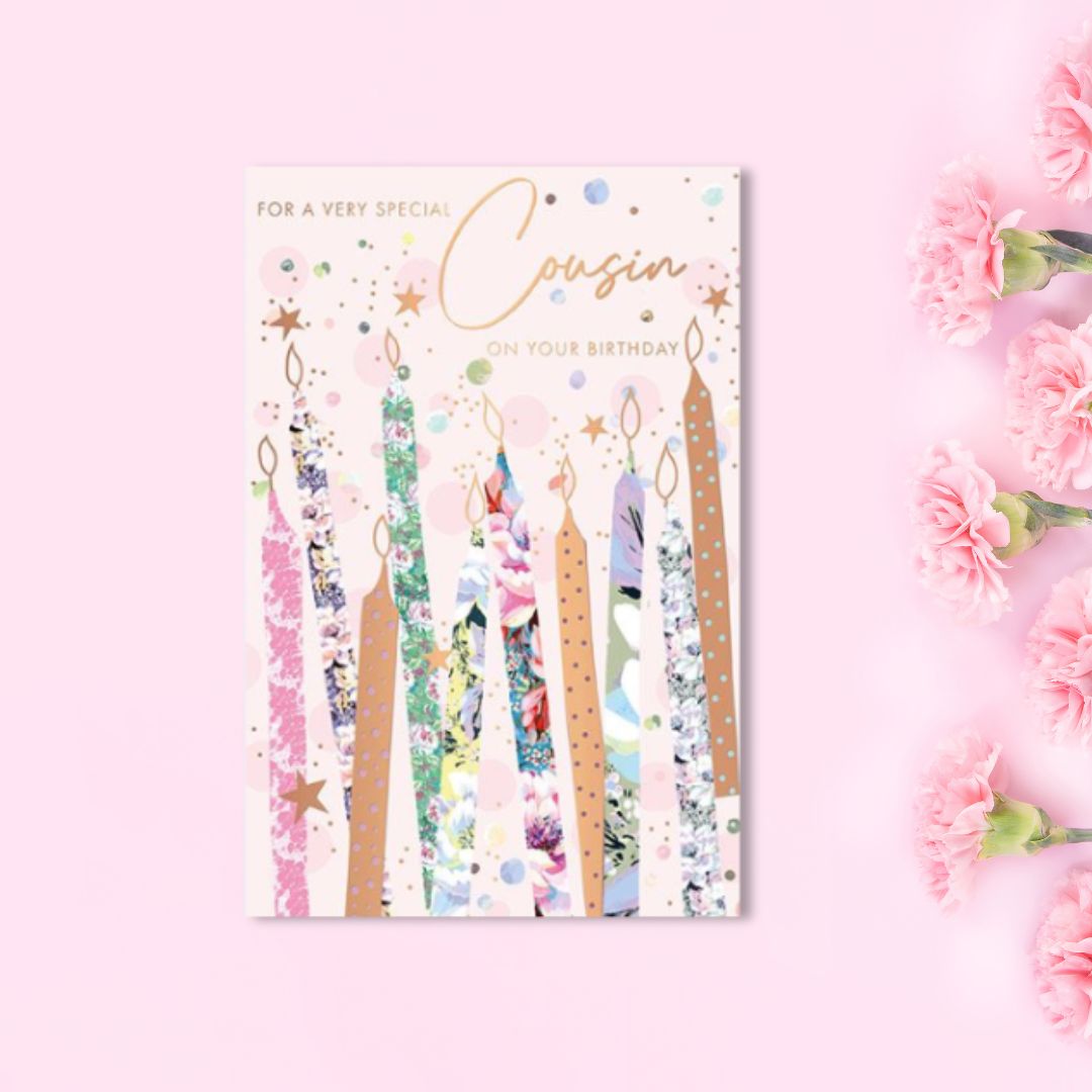 Cousin Birthday Card - Elderflower Candles