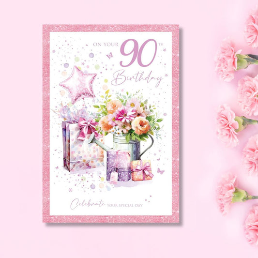 90th Birthday Card - Watering Can