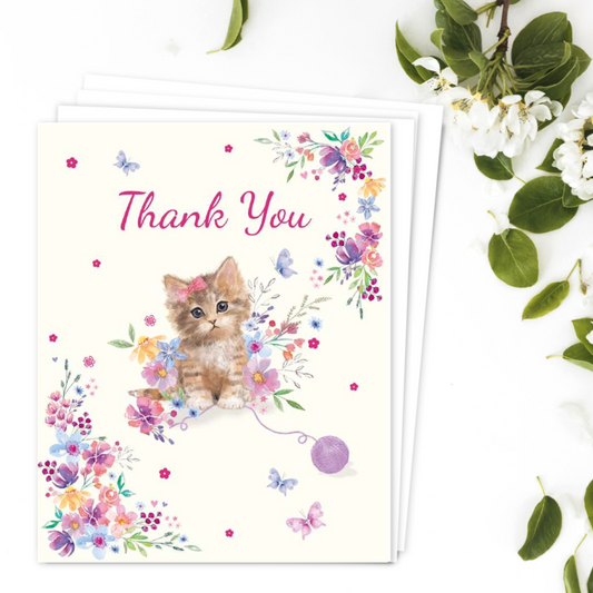 Notelets Thank You - Kitten - Pack of 4