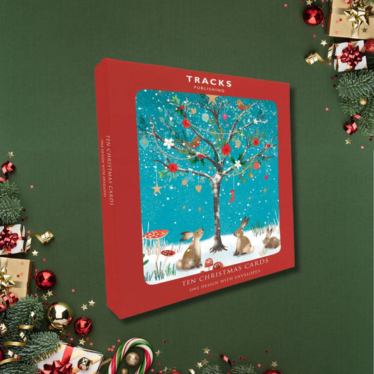 10 x Christmas Cards In Box - Woodland Tree