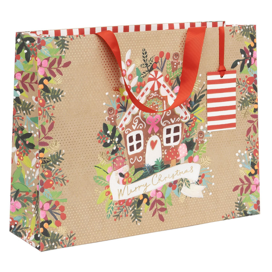 Christmas Gift Bag Large - Landscape Gingerbread Kraft
