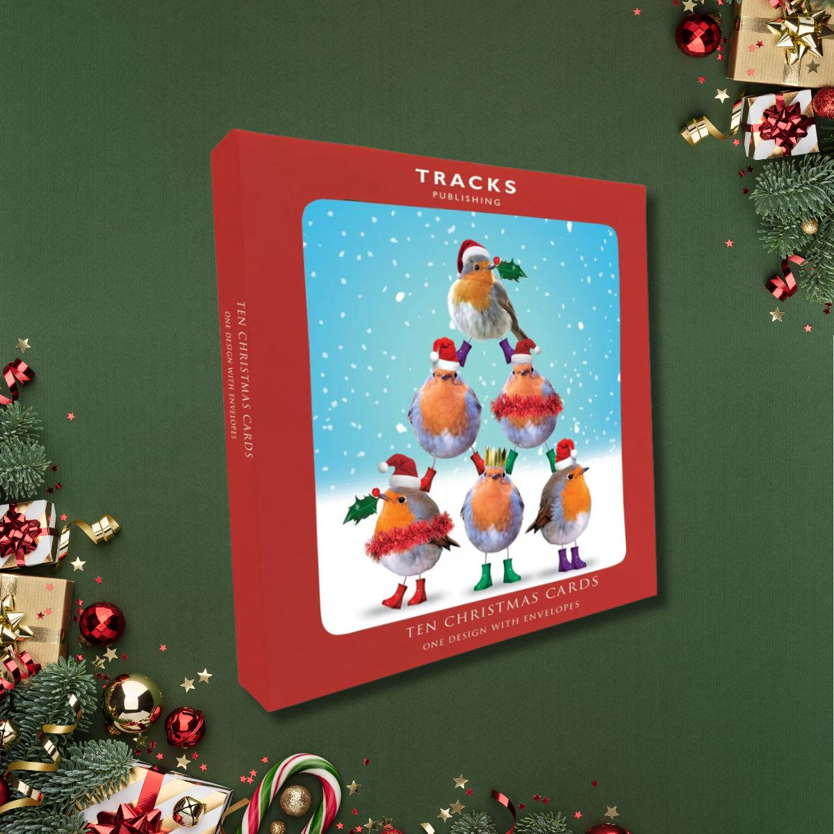 10 x Christmas Cards In Box - Stack Of Robins