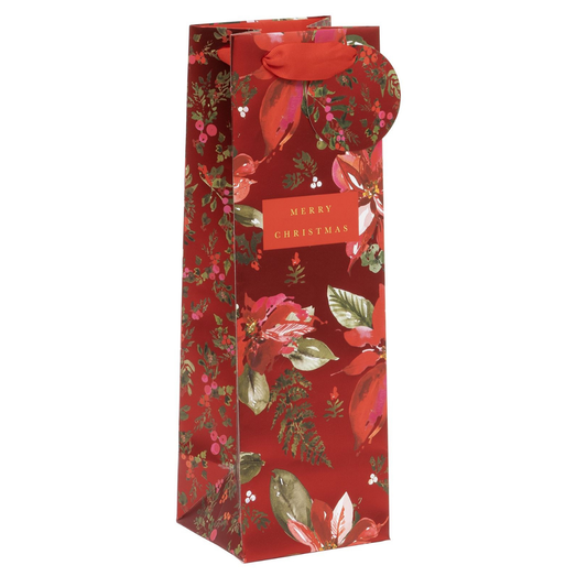 Christmas Gift Bottle Bag - Perfect Poinsettia Red