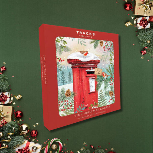 10 x Christmas Cards In Box - Red Robin Posting
