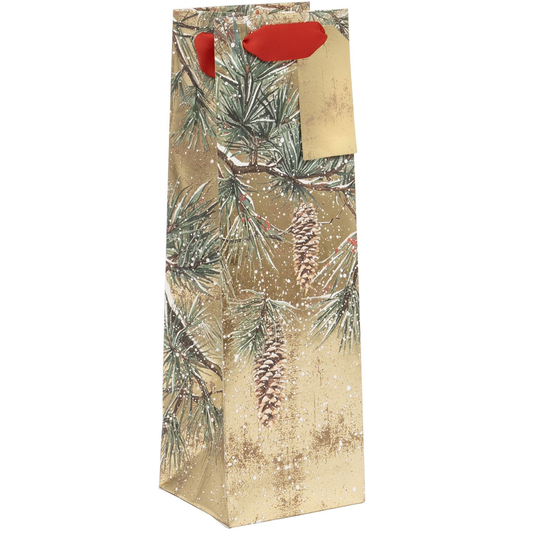 Christmas Gift Bottle Bag - Gilded Grove Gold