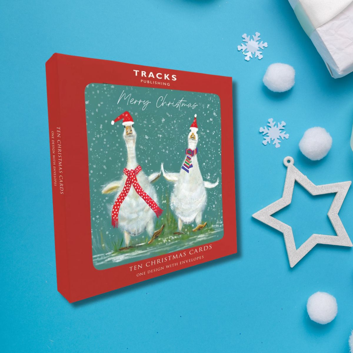 10 x Christmas Cards In Box - Dancing Geese