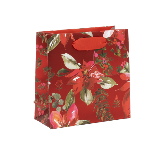 Christmas Gift Bag Small - Perfect Poinsettia Red