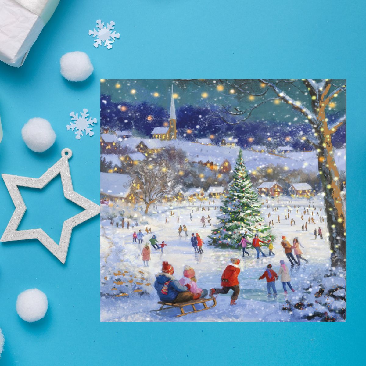 Charity Christmas Cards - 5 x Village Ice Rink
