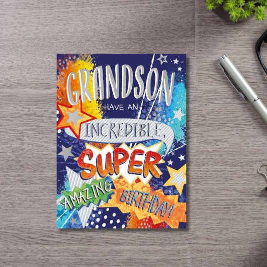 Grandson Birthday Card - Super Amazing Birthday