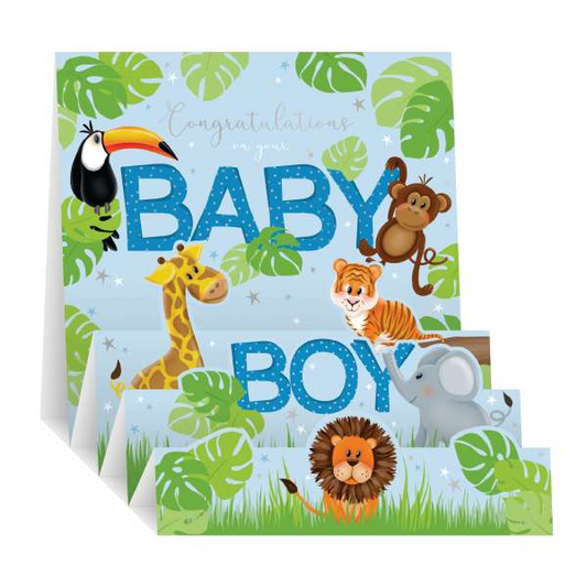 Pop Up Baby Boy Card Displayed Open