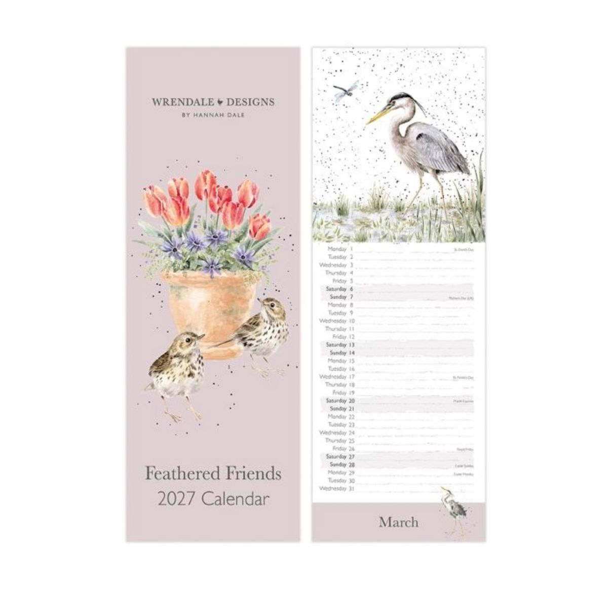 Wrendale Calendar 2027 - Feathered Friends Slim Calendar