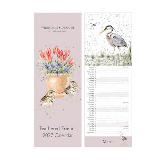 Wrendale Calendar 2027 - Feathered Friends Slim Calendar