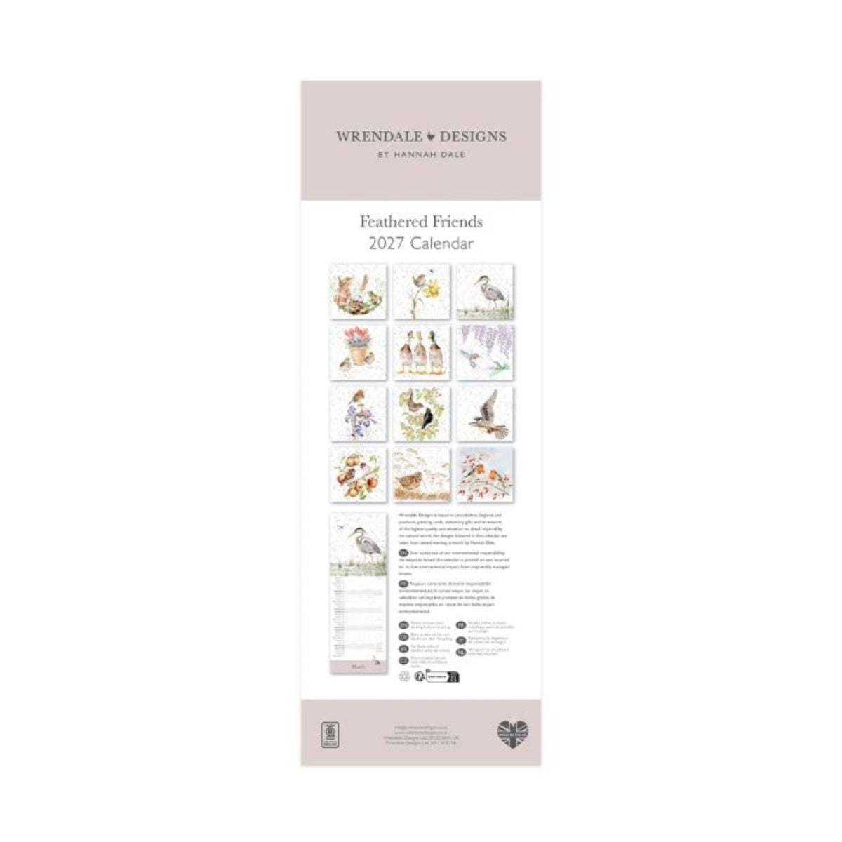 Wrendale Calendar 2027 - Feathered Friends Slim Calendar