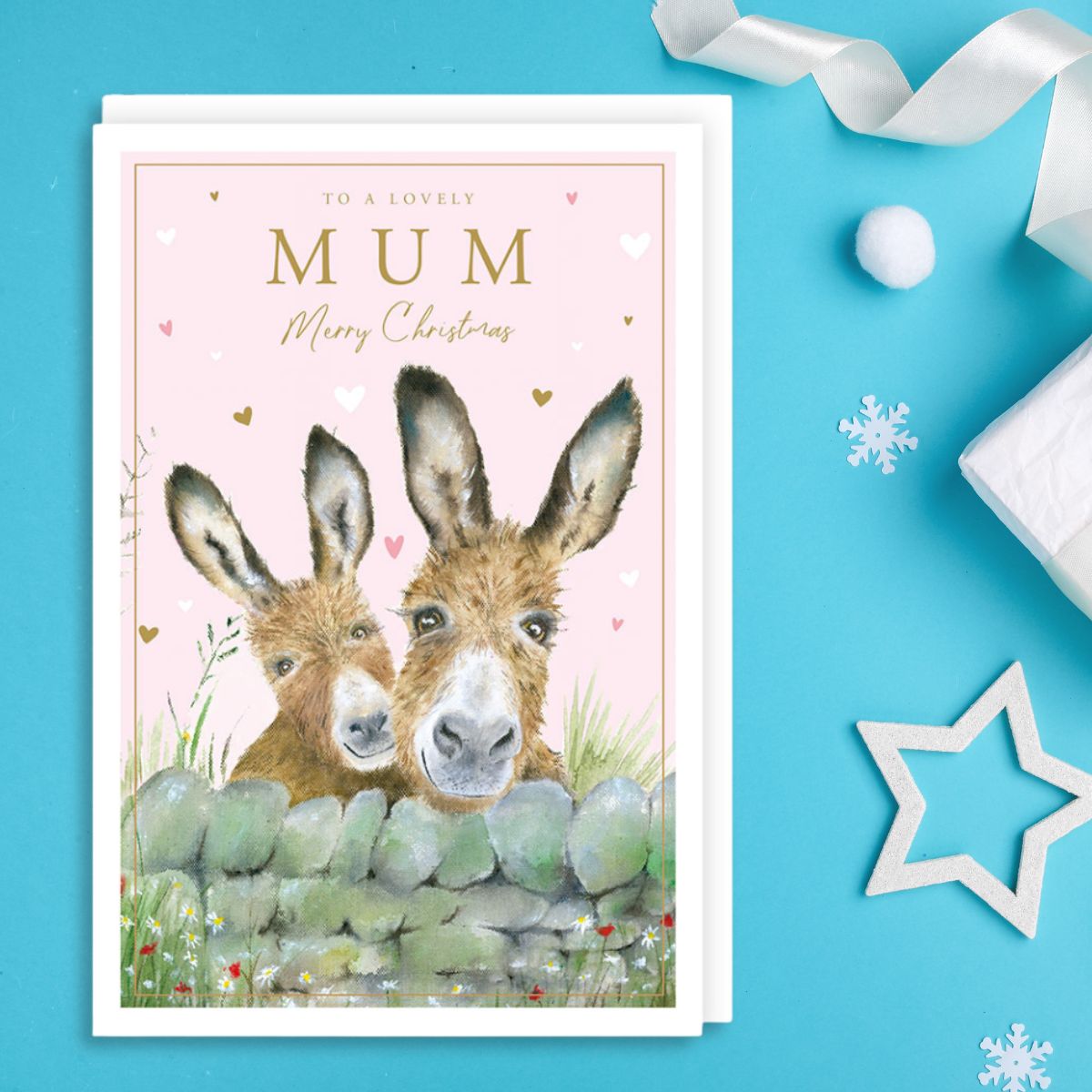 Mum Christmas Card - Two Donkeys