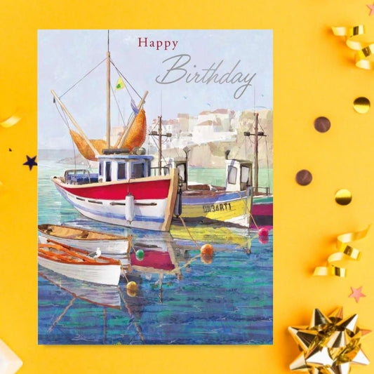 Decoupage Birthday Card - Watercolour Boats