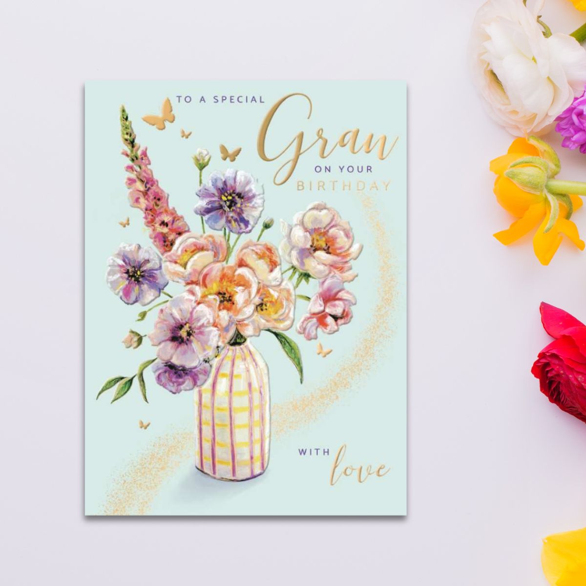 Gran Birthday Card - Floral Vase