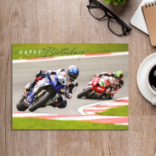 Birthday Wishes Card - Motorbike Race