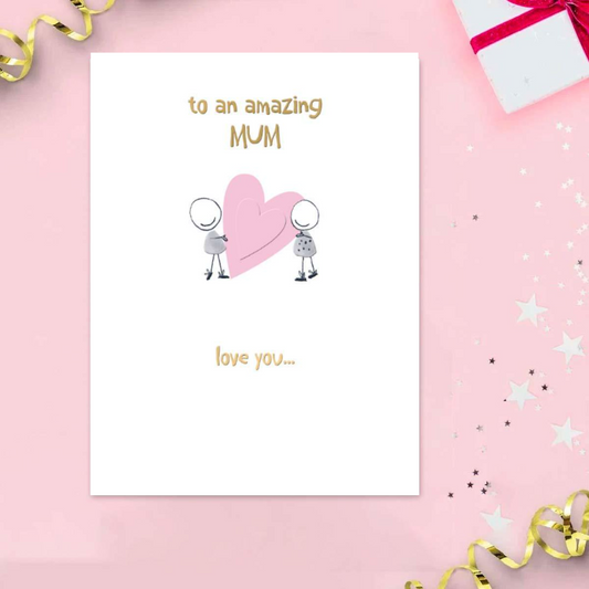 Mum Birthday Card - Smudge Pink Heart