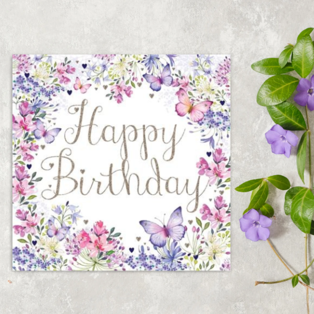 Pizazz Birthday Card - Happy Birthday Butterfly Border – The ...