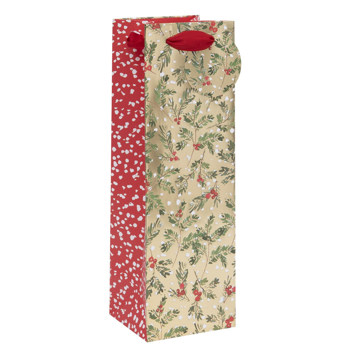 Christmas Gift Bottle Bag - Golden Sprigs