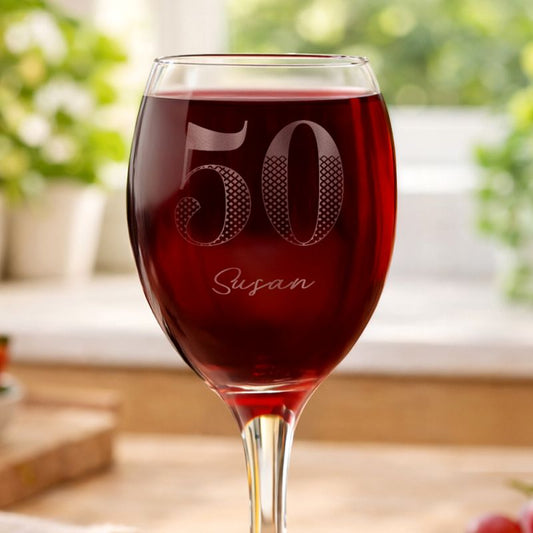 Age 50 Gift - Personalised Big Age Wine Glass