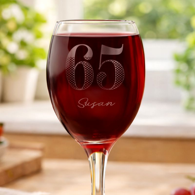 Age 65 Gift - Personalised Big Age Wine Glass