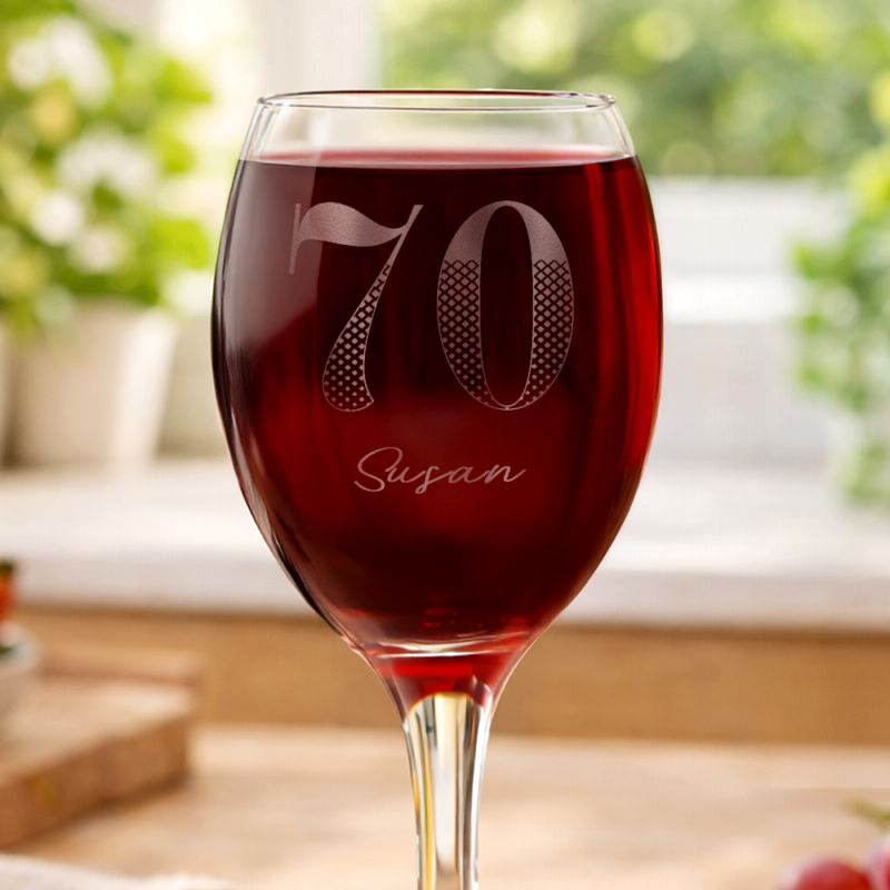 Age 70 Gift - Personalised Big Age Wine Glass
