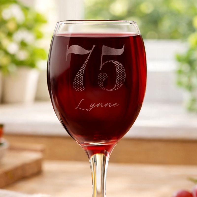 Age 75 Gift - Personalised Big Age Wine Glass