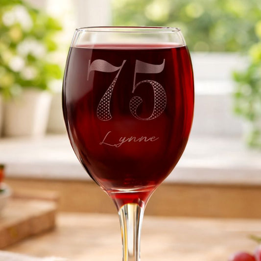 Age 75 Gift - Personalised Big Age Wine Glass